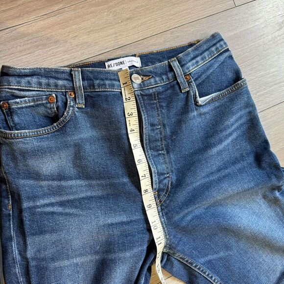 Re/Done Jeans High Rise Ankle Crop Stretch Button Fly ReDone Jeans 30 USA - Picture 9 of 15